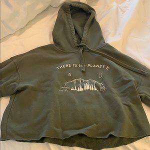 Olive green cropped hoodie